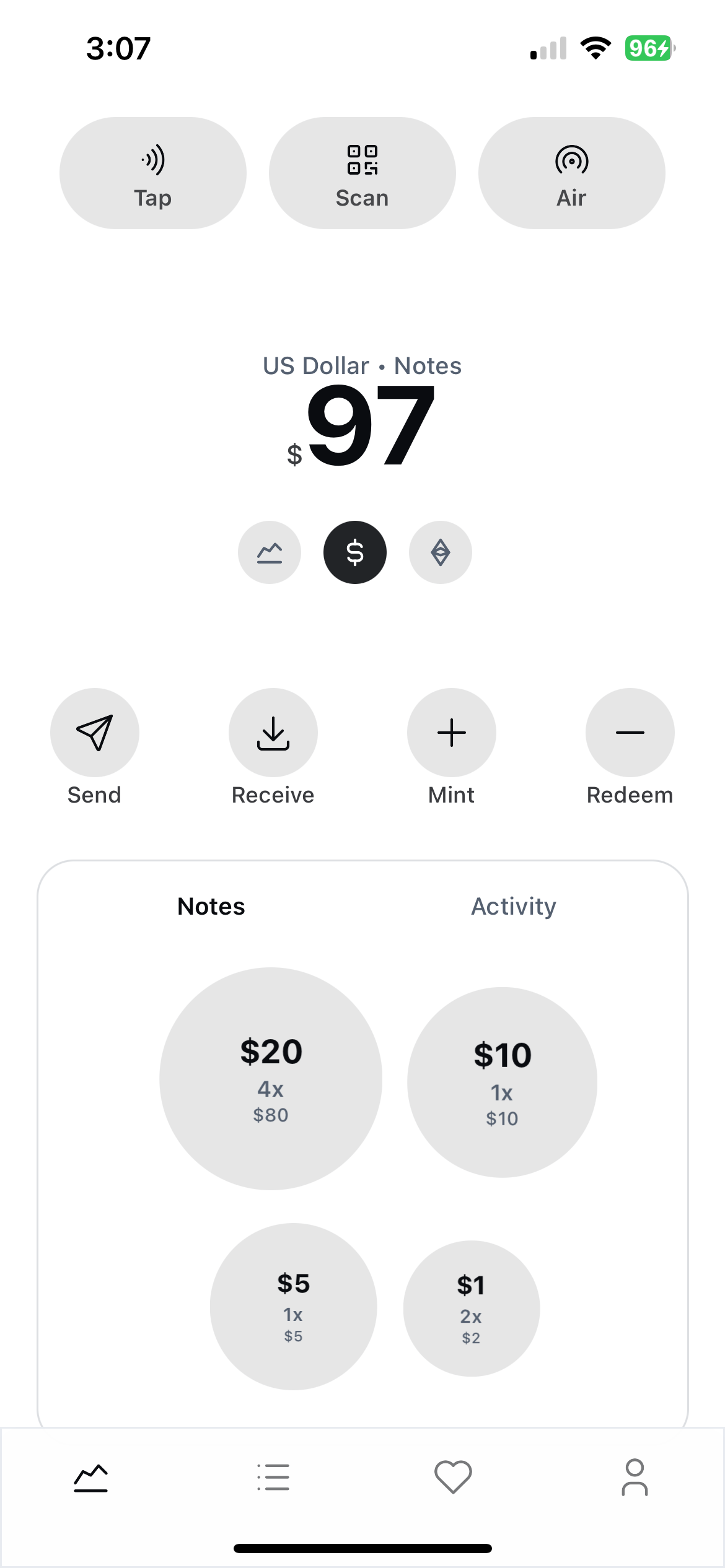 Device notes page with floating note bubbles